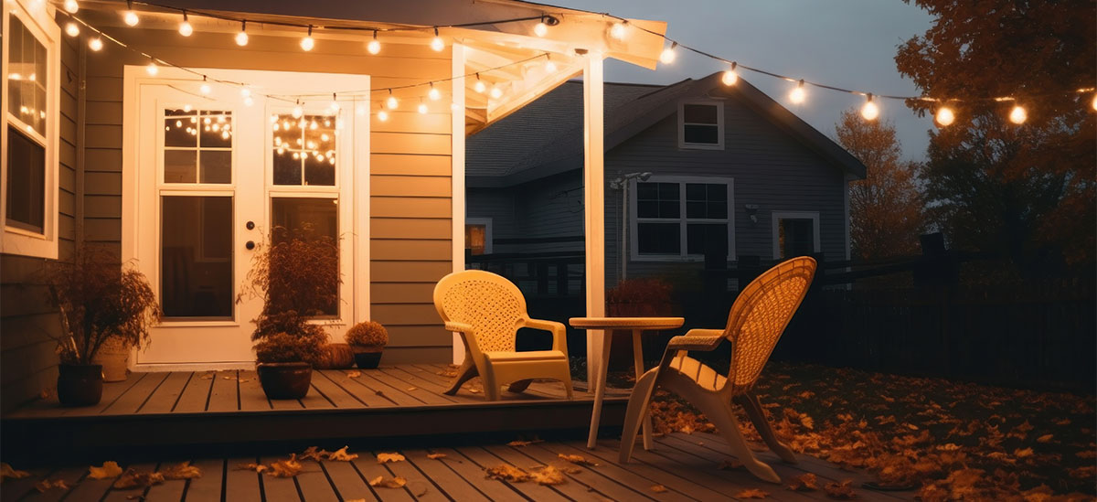 Comfy outdoor lighting and seating